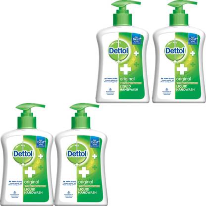 Dettol Liquid Handwash Pump - Original Pack of - 200ml x 4 Hand Wash Pump + Refill
