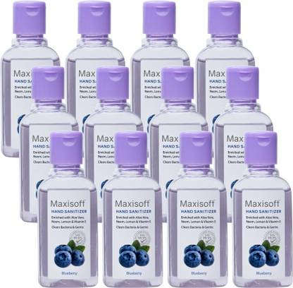Maxisoft Sanitizer (Blueberry)| Aloe & Neem | Paraben Free Hand Sanitizer Bottle