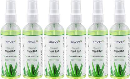 Amore Lemongrass Hand Rub Liquid Spray | Kills Germs | Keeps Hands Soft & Hygienic Hand Sanitizer Bottle + Refill