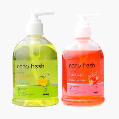 Nano Fresh Yuzu & Mint + Straw berry & Vanilla blended with shea Butter cleansing Hand Wash Pump Dispenser