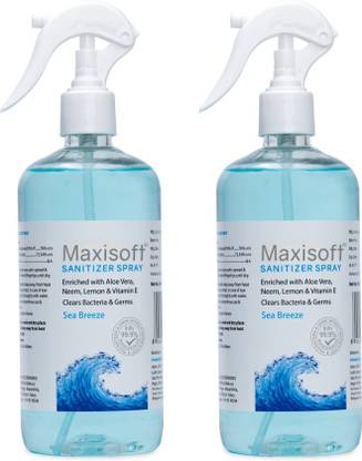 Maxisoft Sanitizer Spray (Sea Breeze) 500 ml | Aloe & Neem | Paraben Free Hand Sanitizer Bottle