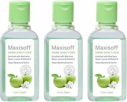 Maxisoft Sanitizer (Green Apple) | Aloe & Neem | Paraben Free Hand Sanitizer Bottle