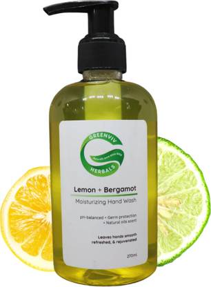 Greenviv Natural Anti-Bacterial & Moisturizing Handwash - Lemon & Bergamot Hand Wash Pump Dispenser