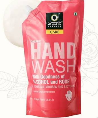 Organic Harvest Organic Handwash with the Goodness of Rose - 750 ml Hand Wash Pouch