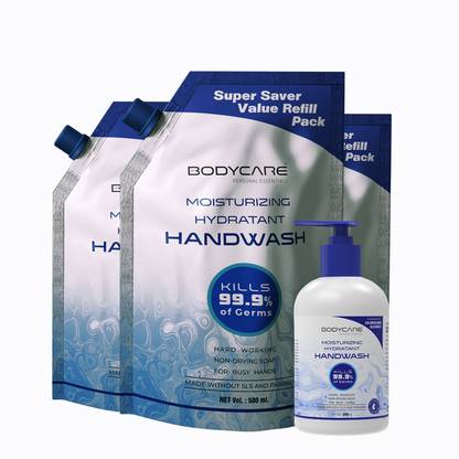 My Bodycare personal essantials Refreshing & Moisturizing Hydratant Germ Protection Liquid Soap Handwash Formulation With Chlor-Hexidine Gluconate, Free From All Harmful Chemicals Combo Pack Of 4 Hand Wash Bottle + Refill