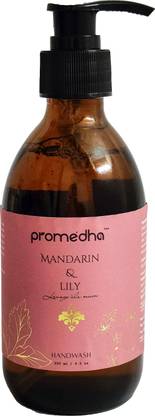 promedha Moisturizing Hand Wash W/O Harsh Chemicals and with Mandarin & Lily EO's Hand Wash Bottle + Dispenser
