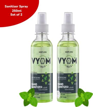 VYOM INDIA HerbalHygieneMintLiquidSanitizerSprayBottle Hand Sanitizer Bottle