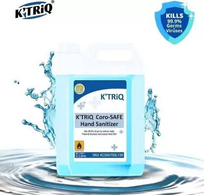 K'TRiQ Ethyl Alcohol Instant Disinfectant Sanitizer – WHO Recommended, FDA Approved, 5L Hand Sanitizer Can