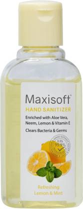 Maxisoft Sanitizer Gel (Lemon & Mint) 60 ml | Aloe & Neem | Paraben Free Hand Sanitizer Bottle