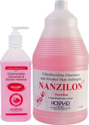nanzilon Liquid 500 Ml & 5 Ltr. Hand Rub Pump + Refill