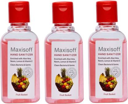 Maxisoft Sanitizer (Fruit Basket) | Aloe & Neem | Paraben Free Hand Sanitizer Bottle