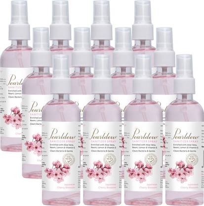 Pearldew Sanitizer Spray (Cherry Blossom) | Aloe & Neem | Paraben Free 120 ml Hand Sanitizer Bottle