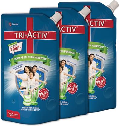 Tri-Activ Germ Protection Handwash - Refill | Protects from 99.9% disease causing germs Hand Wash Pouch