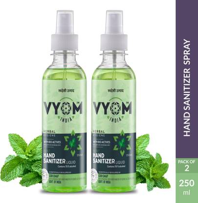 VYOM INDIA HerbalHygieneMintLiquidSanitizerSprayBottle Hand Sanitizer Bottle