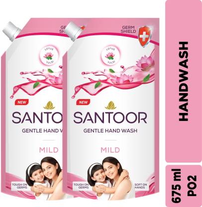 Santoor Mild Gentle with Goodness of Lotus & Tulsi Hand Wash Pouch