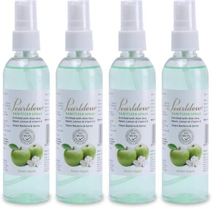 Pearldew Sanitizer Spray (Green Apple) | Aloe & Neem | Paraben Free 120 ml Hand Sanitizer Bottle