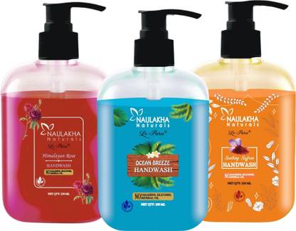 Lenatura Combo of Soothing Saffron, Ocean Breeze and Himalayan Rose Hand Wash Bottle