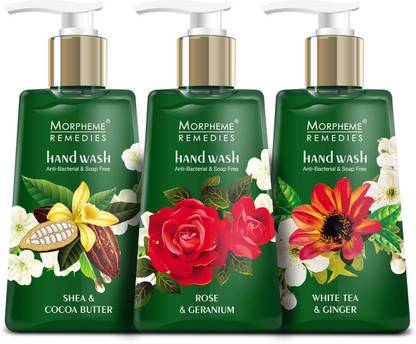 Morpheme Remedies White Tea & Ginger + Shea & Cocoa Butter + Rose & Geranium Hand Wash Bottle