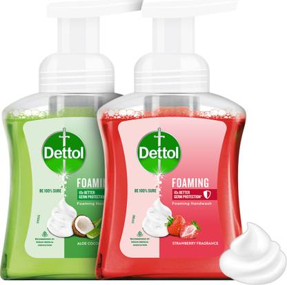 Dettol Foaming Aloe Coconut & Strawberry Combo Hand Wash Pump Dispenser