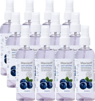 Maxisoft Sanitizer Spray (Blueberry) 120 ml | Aloe & Neem | Paraben Free Hand Sanitizer Bottle