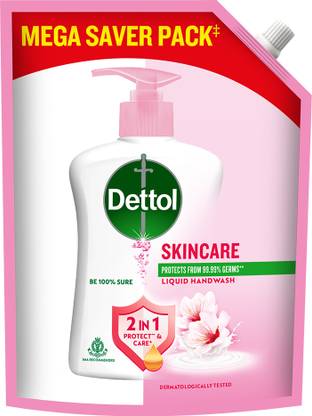 Dettol Germ Protection ph-Balanced Liquid Refill, Skincare Hand Wash Refill Pouch