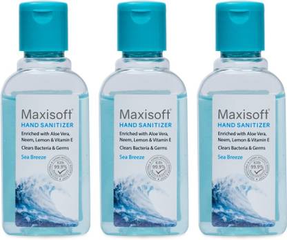 Maxisoft Sanitizer (Sea Breeze) | Aloe & Neem | Paraben Free Hand Sanitizer Bottle