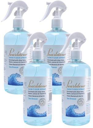 Pearldew Sanitizer Spray (Sea Breeze) | Aloe & Neem | Paraben Free 500 ml Hand Sanitizer Bottle