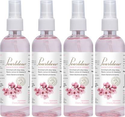Pearldew Sanitizer Spray (Cherry Blossom) | Aloe & Neem | Paraben Free 120 ml Hand Sanitizer Bottle