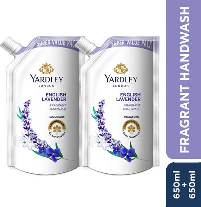 Yardley London English Lavender With Pure Lavender Oil and Germ Protection Fragrant Hand Wash Refill Pouch
