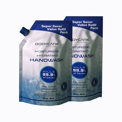 MY BODYCARE Refreshing & Moisturizing Hydratant Germ Protection Liquid Soap Handwash Formulation With Chlor-Hexidine Gluconate, Free From All Harmful Chemicals Combo Pack Of 2 Hand Wash Refill Pouch