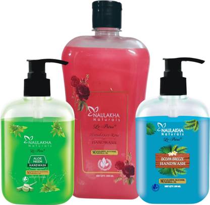 Le Pura Handwash Rose 1000ml with Ocean Breeze and Aloe Neem 250ml Hand Wash Bottle