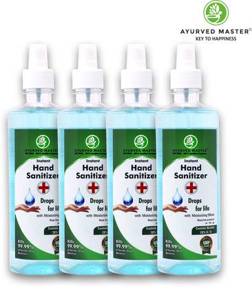 AYURVED MASTER Alcohol Based Instant  Spray, Small Pocket Size Liquid Sanitizer Spray Bottle,78% alcohol, Kills 99.95% Germs, 500 ML (Pack of 4) Hand Sanitizer Bottle