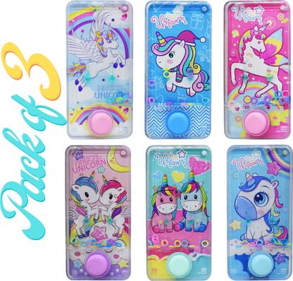 Sellon1 Ring Toss Water Game Unicorn Water Game Toy Pack Of 3 Handheld Gaming Console