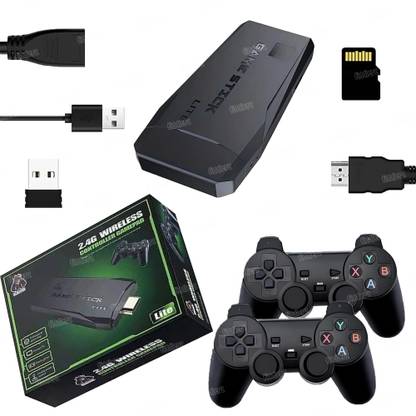 FIDDLERZ Wireless Game Stick with Dual Wireless Controllers Preloaded 10000 Retro Games Handheld Gaming Console