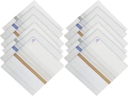 Heart Home Lining Design Men's HAndkerchiefs, 100% Pure Cotton, Pocket Square Hankies, Perfect For Gift, Set of 12 (White) ["White"] Handkerchief