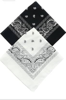 RAIMO Bandana/Head Wrap/ / Face Cover/Handkerchief for Men and Women ["Black","Black & White"] Handkerchief