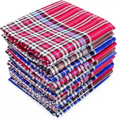 Fassify 100%Cotton Silkysoft Handkerchief for All|SoftHandfeel|UltraCompact|Largesize ["CHECKED MULTICOLOR"] Handkerchief