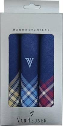 VAN HEUSEN Men's Cotton Dark ["Maroon, Beige & Blue"] Handkerchief