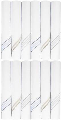 Fashionon FSN-2STRIP-HANKY-PO3 ["White"] Handkerchief