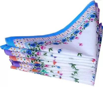 fanzoo Flowers Print Face Hanky, 100% Cotton Print Handkerchiefs for Women, Girls, Baby ["Multicolor"] Handkerchief