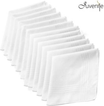 Juvenile 12 Piece Assorted Woven Microfiber Premium Pocket Square Gift Box Set ["White"] Handkerchief