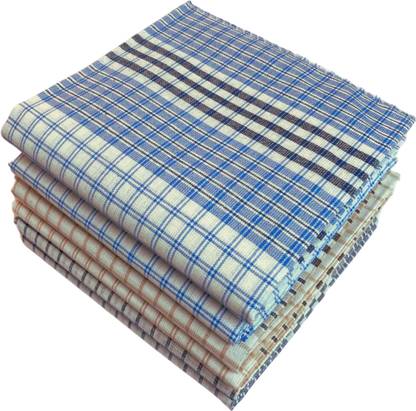 Heartmia Checked White Cotton ["Light Color"] Handkerchief