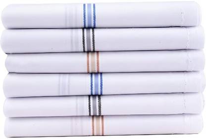 Fashionon FSN-2STRIP-HANKY-PO6 ["White"] Handkerchief