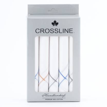 CROSSLINE 100% COMBED COTTON HANDKERCHIEF ["White"] Handkerchief