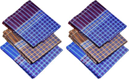 PinnacleX 100% Cotton Premium Collection Dark Hanky For Men Striped 17x17 King Size ["Multicolor"] Handkerchief