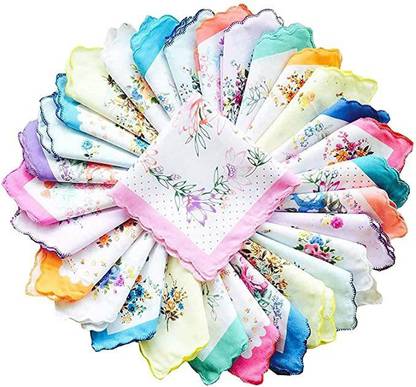 magenta SMALL FLOWER PRINTED COTTON HANDKERCHIEFS ["MULTICOLORS"] Handkerchief
