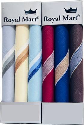 Royal Mart 6 Piece Light and Dark Colour 15 Inch Complete Face Cover Handkerchief Men's Cotton Striped | Comfortable and Convenient for Long Hours | Multi Colour | ["Multicolor"] Handkerchief