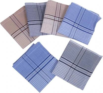 Texco India Cotton Men Dark Colours Casual Style Handkerchief (Pack Of 6) ["Blue, grey, brown"] Handkerchief