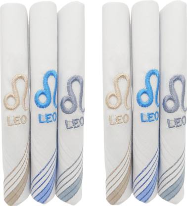 Johnnie Boy zodiac sign Leo silk embroidered handkerchief for men size 45x45cm ["White","Multicolor"] Handkerchief