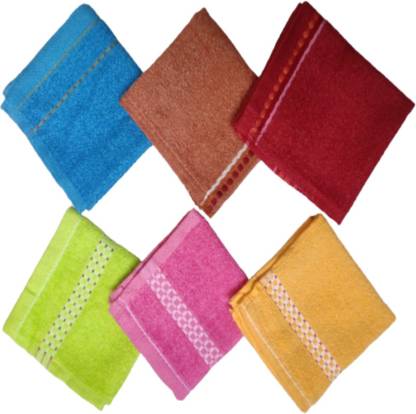 Beunos Hand Towels 100% Cotton Face Hanky, Face Towel, Handkerchiefs Set of 6 ["Multicolor"] Handkerchief